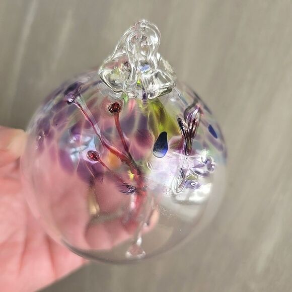 KITRAS ART GLASS Tree Of Life Enchantment 4" Large Orb Ornament Hand Blown Glass - Picture 2 of 9